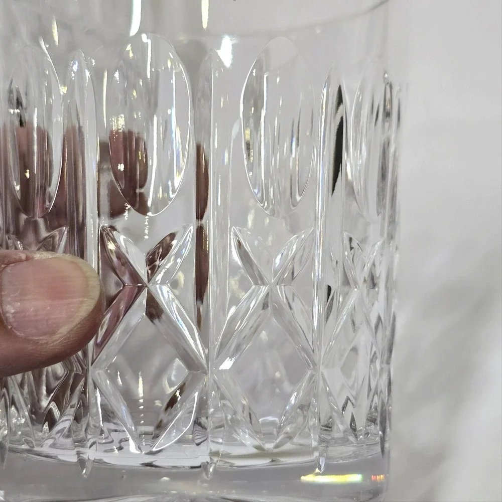 Vintage Lausitzer Cut Crystal Germany LA7 Old Fashioned Whiskey Glasses Set of 4